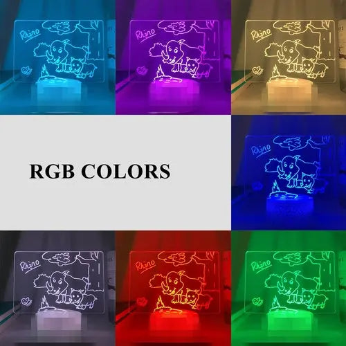 Wood Table Lamp Night Light with Message Board Girl Bedroom Decor One Stop Shop