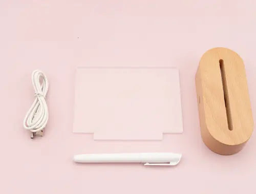 Wood Table Lamp Night Light with Message Board Girl Bedroom Decor One Stop Shop